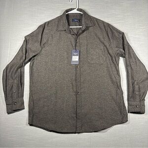 NWT Visitor Button Up Shirt Mens XL Gray Long Sleeve 4-Way Stretch Soft Comfort